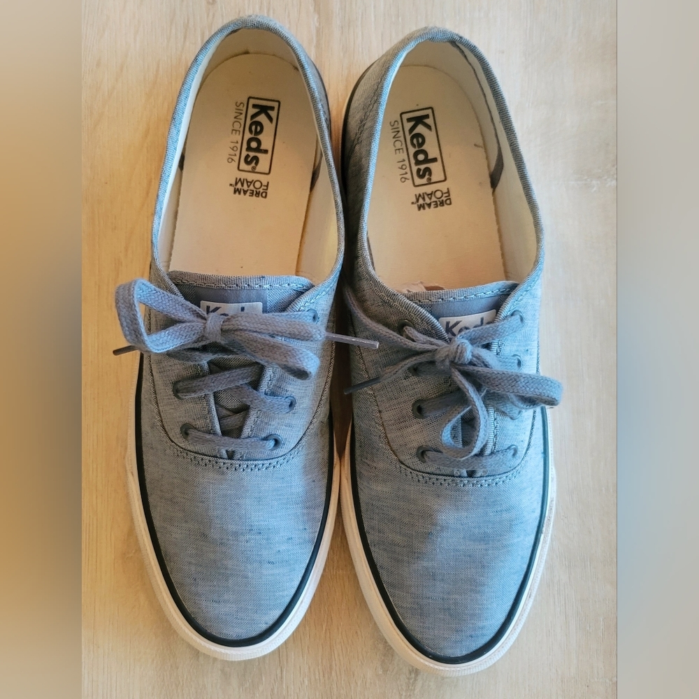 KEDS Tennis Shoes with Dearfoam, Chambray, Size 10,